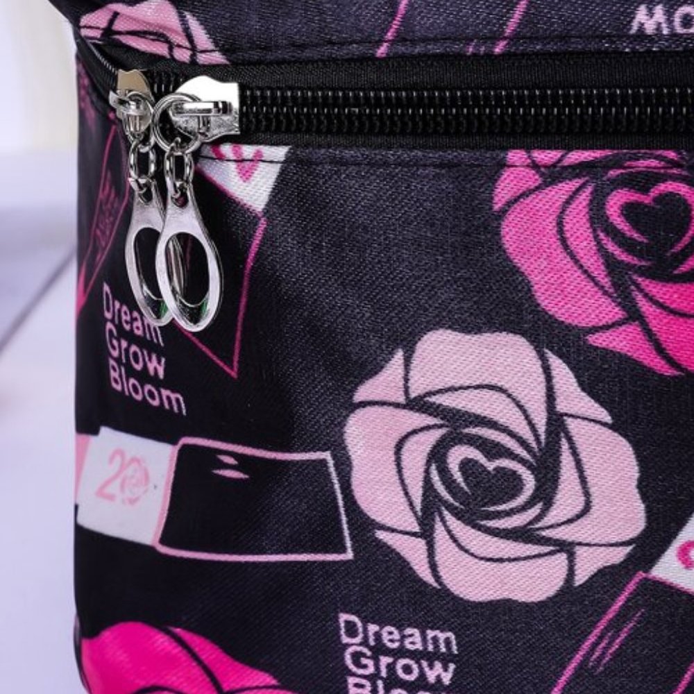 Flower & Lipstick Zippered Makeup Bag, NWT - Picture 2 of 2